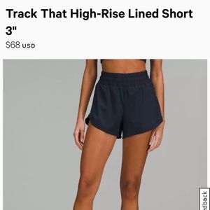 Blue LuLu Lemon running shorts with liner